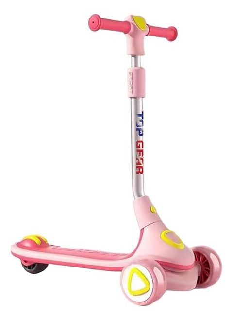 Top Gear Rideon Kids Scooter TG 680 with Foldable & Height Adjustable Handle and with LED PU Wheels & Rear Brake - Pink