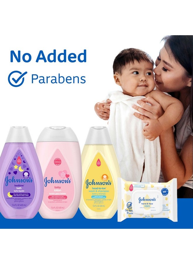 Johnson's Baby Johnson's Baby Here Comes Baby Gift Set, Baby Essentials for New Parents with Moisturizing Lotion, Bedtime Bath, Body Wash & Shampoo, Hand & Face Wipes, & Diaper Rash Cream, 5 Items - Image 4