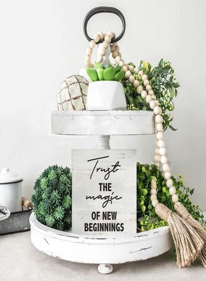 MAVOTEN Trust the Magic of New Beginnings Wood Box Sign Rusitc Inspirational Quote Wooden Box Sign Farmhouse Home Office Desk Shelf Decor (5 X 5 Inch) - Image 5