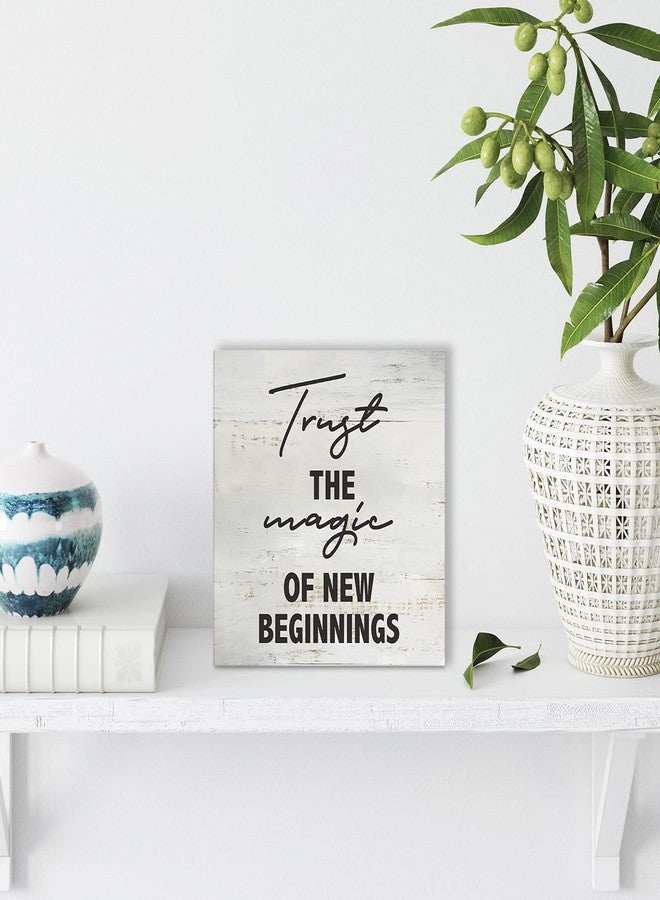 MAVOTEN Trust the Magic of New Beginnings Wood Box Sign Rusitc Inspirational Quote Wooden Box Sign Farmhouse Home Office Desk Shelf Decor (5 X 5 Inch) - Image 4