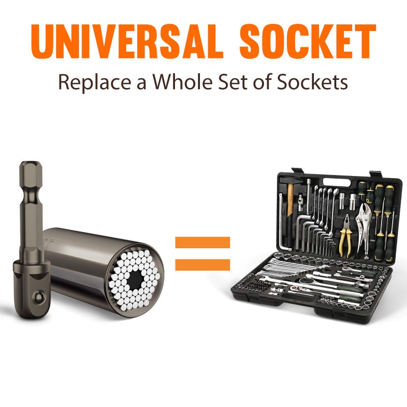 SOOFUN Stocking Stuffers for Men Adults Tools, Super Universal Socket Gifts for Men Grip Socket Set with Power Drill Adapter, Cool Gadgets Christmas Gift for Dad Husband Boyfriend Him Who Have Everything - Image 2