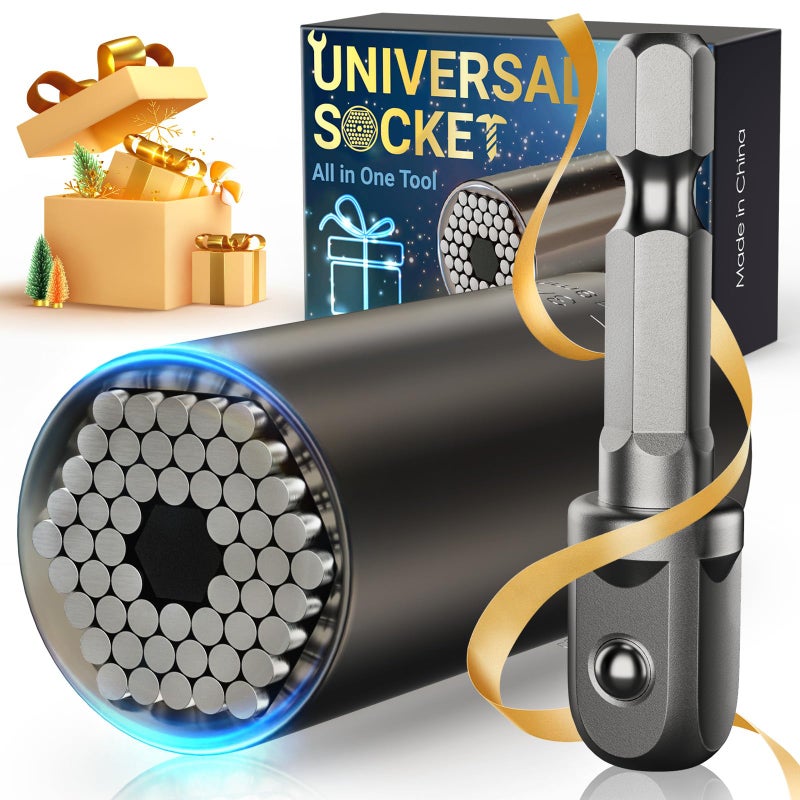 SOOFUN Stocking Stuffers for Men Adults Tools, Super Universal Socket Gifts for Men Grip Socket Set with Power Drill Adapter, Cool Gadgets Christmas Gift for Dad Husband Boyfriend Him Who Have Everything - Image 1