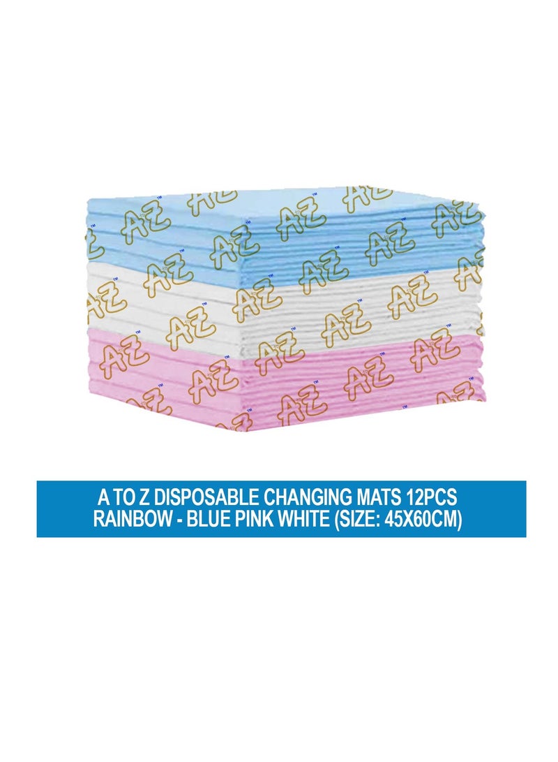 STAR BABiES A to Z  Disposable Changing Mats - 45 x 60cm - Large Pack of 12 - Blue/Pink/White-Rainbow  - Image 2
