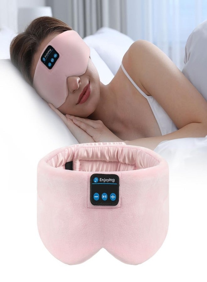 SYPVRY Soft Sleep Eye Mask Bluetooth Headband Wireless Headphones, SYPVRY Adjustable Sleep Mask for Sleeping Meditation Insomnia Night Mask Music Eye Cover for Side Sleepers Airplane Travel, Pink - Image 1
