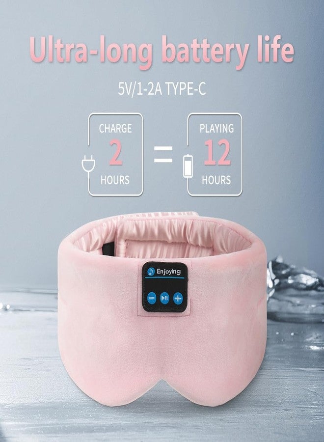 SYPVRY Soft Sleep Eye Mask Bluetooth Headband Wireless Headphones, SYPVRY Adjustable Sleep Mask for Sleeping Meditation Insomnia Night Mask Music Eye Cover for Side Sleepers Airplane Travel, Pink - Image 2
