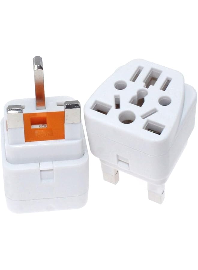 PROMASS Mini Malist Universal to UK plug adapter AU/US/UK/EU to UK - travel plug with built in 13A fuse Singapore, England, Malaysia conversion plug, Grounded, Safe & Compact for All Devices (White) - Image 1