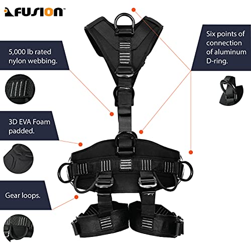 Fusion Climb Tac-Rescue, Construction Harness - Full body harness with Flat Foam Padding, 6 D-Ring Points, and Quick-Release Steel Buckle Safety harness OSHA & ANSI Compliant - Image 2