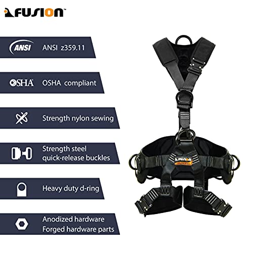 Fusion Climb Tac-Rescue, Construction Harness - Full body harness with Flat Foam Padding, 6 D-Ring Points, and Quick-Release Steel Buckle Safety harness OSHA & ANSI Compliant - Image 4