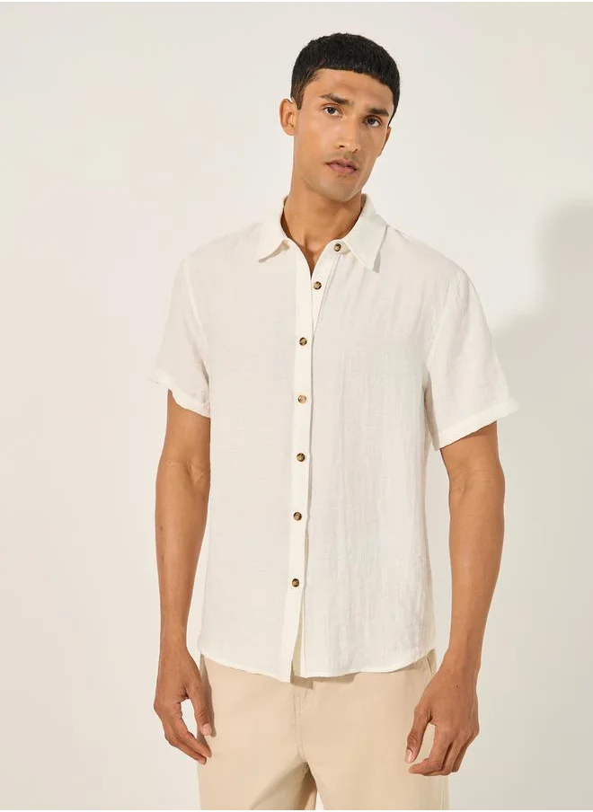 Styli Plain Short Sleeves Relaxed Fit Shirt