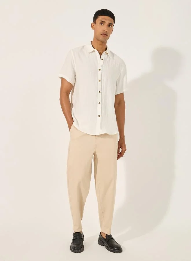 ستايلي قميص قصير الأكمام بقصة مريحة