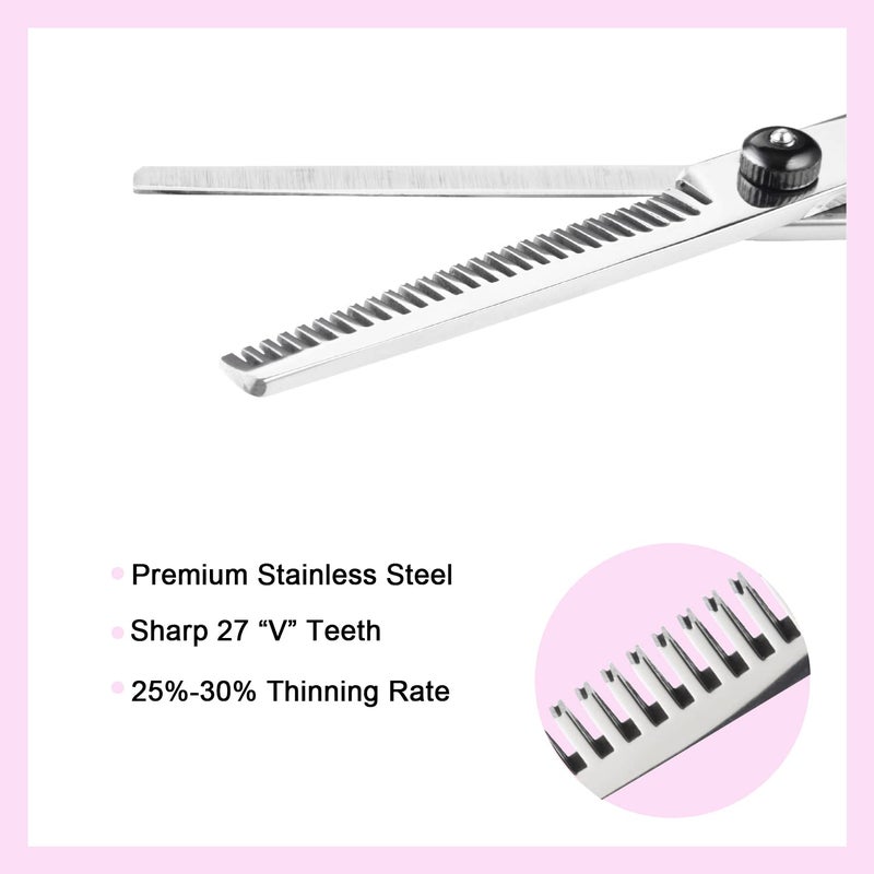 Fcysy Professional 11-Piece Hair Cutting Scissors Kit, Barber Scissors Hairdressing Texture Shears Straight Edge Razor Barber Supplies, Haircutting Shears Salon Tools - Image 4