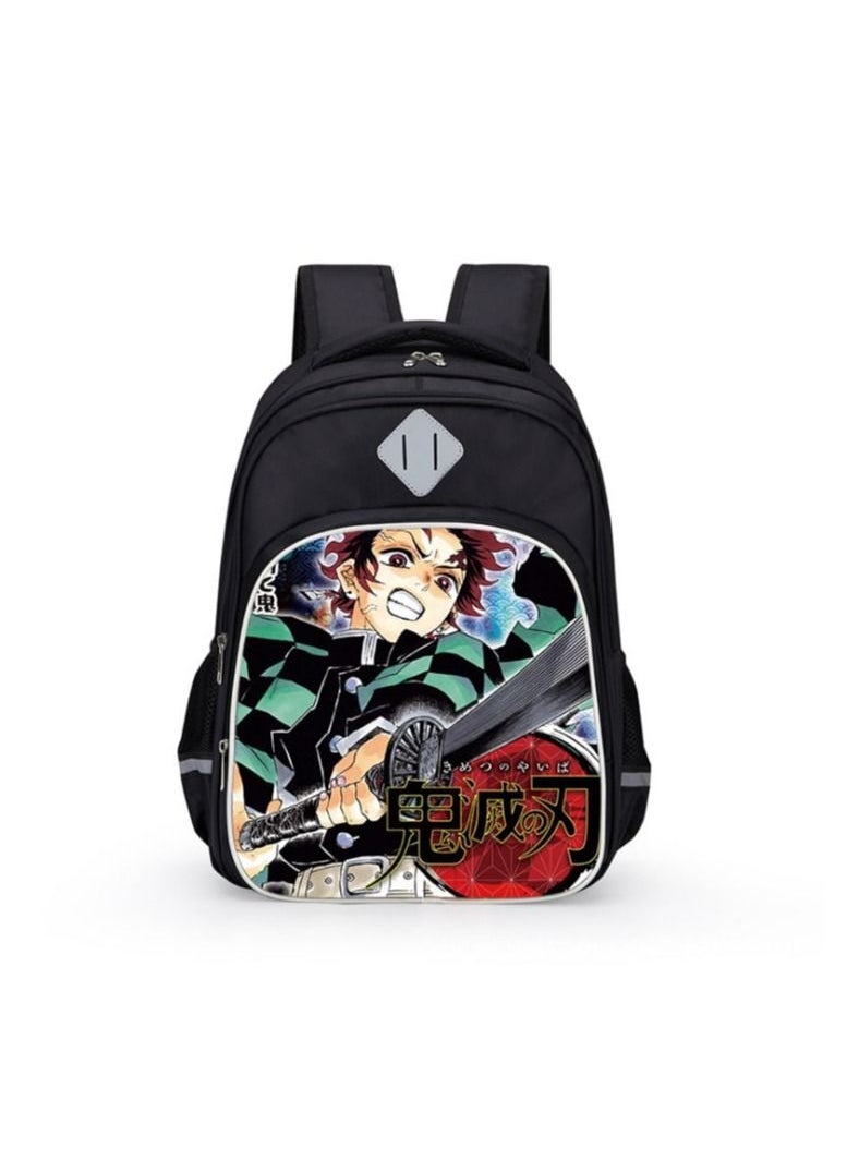 JUNYOUK - Anime Demon Slayer Backpack Canvas Schoolbag Printed Kochou Shinobu Flap Backpack Laptops Back Pack Comfortable and Durable - Image 1