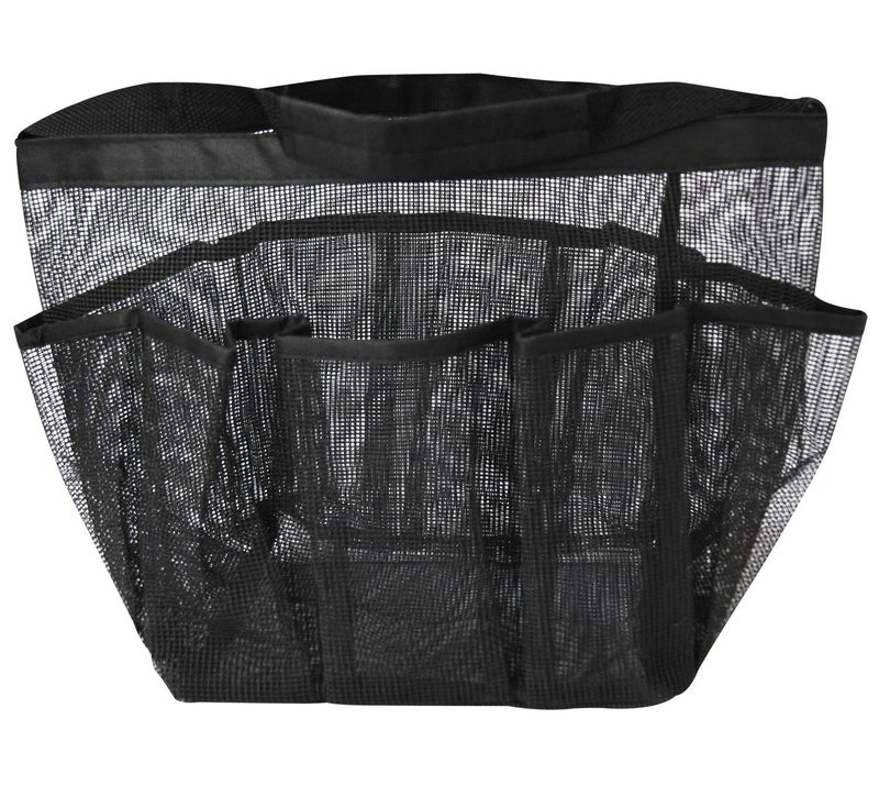 eoocvt Mesh Shower Caddy  8 Pockets Quick Dry Hanging Toiletry Tote Bag for Bathroom Shower Organizer Accessories (Black) - Image 3