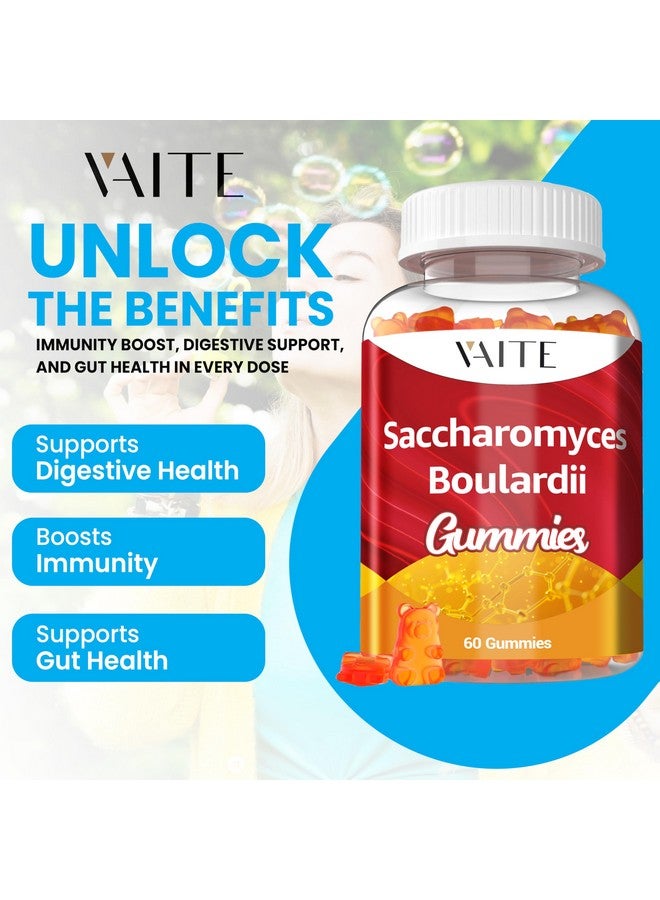 VAITE بروبيوتيك ساكروميسيس بولاردي 500 ملغ - مكملات صحة الأمعاء ودعم الكانديدا، بروبيوتيك للنساء والرجال، دعم الهضم والمناعة، مكمل، غير معدل وراثيًا، خالي من الغلوتين، 60 حبة جيلاتينية نباتية - Image 2