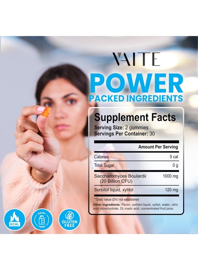 VAITE بروبيوتيك ساكروميسيس بولاردي 500 ملغ - مكملات صحة الأمعاء ودعم الكانديدا، بروبيوتيك للنساء والرجال، دعم الهضم والمناعة، مكمل، غير معدل وراثيًا، خالي من الغلوتين، 60 حبة جيلاتينية نباتية - Image 3