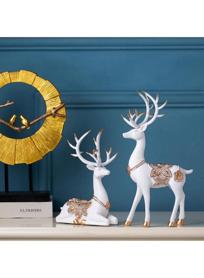 Xtore Creative Resin Golden and White Reindeer Sculptures | Beautiful Home Decor | Lifts up Energy of Your Room (Pack of 2, White) - Image 3