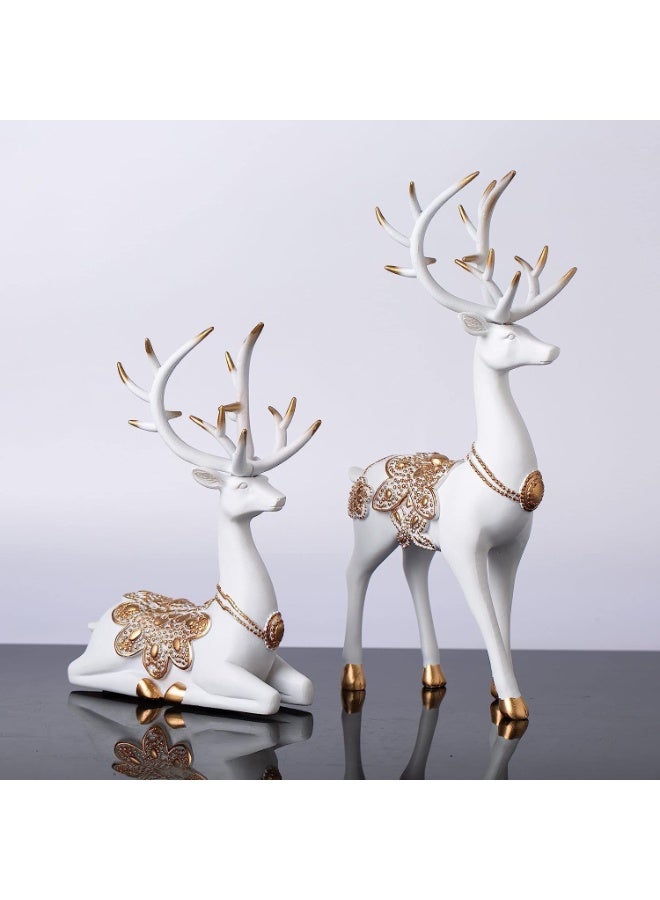 Xtore Creative Resin Golden and White Reindeer Sculptures | Beautiful Home Decor | Lifts up Energy of Your Room (Pack of 2, White) - Image 5