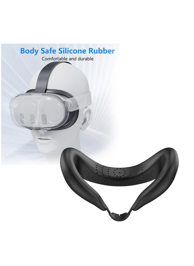 Silicone Face Cover For Meta Quest3 Sweat Proof PU Foam Cushion VR Accessories Full-Wrapped Light Blocking Silicone Face Pad Cover For Quest3 (Black) - Image 2