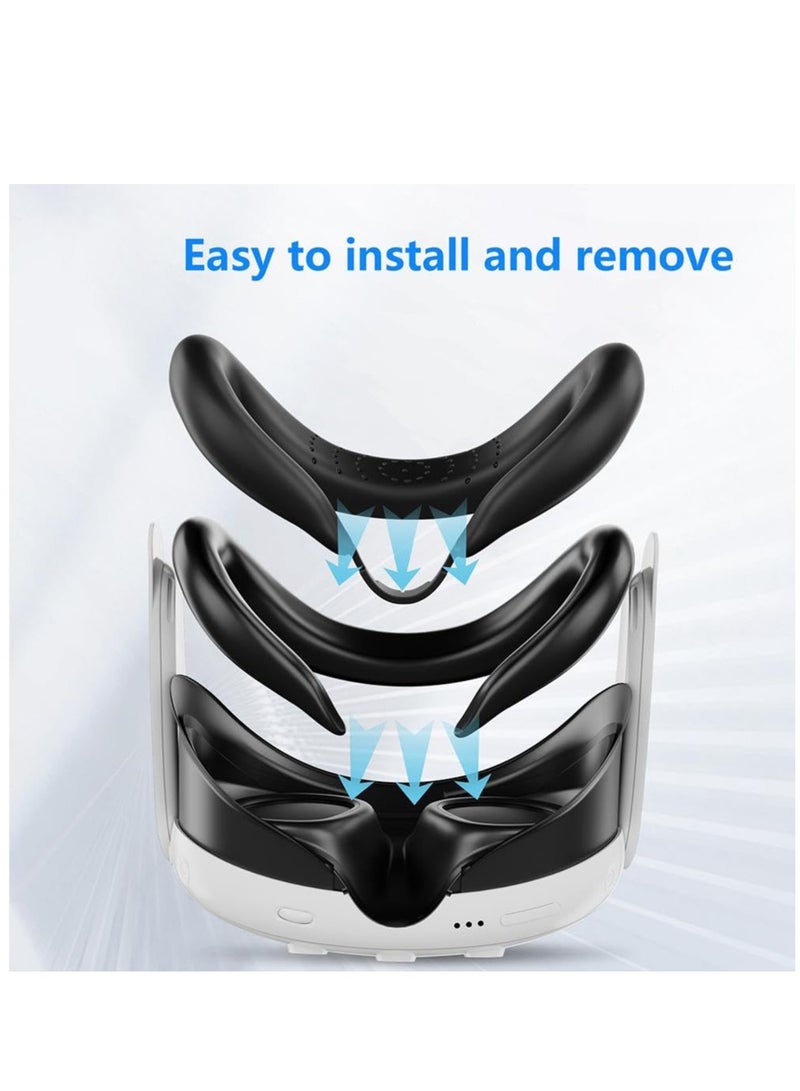 Silicone Face Cover For Meta Quest3 Sweat Proof PU Foam Cushion VR Accessories Full-Wrapped Light Blocking Silicone Face Pad Cover For Quest3 (Black) - Image 3