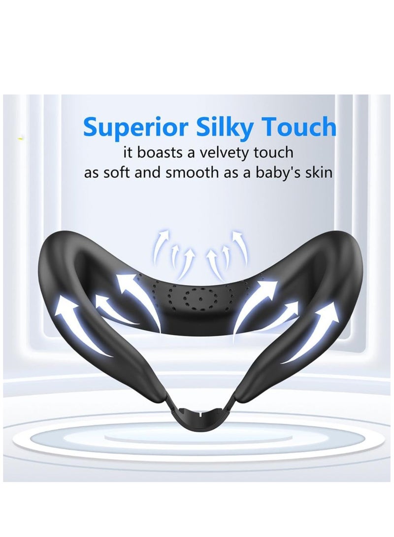 Silicone Face Cover For Meta Quest3 Sweat Proof PU Foam Cushion VR Accessories Full-Wrapped Light Blocking Silicone Face Pad Cover For Quest3 (Black) - Image 4