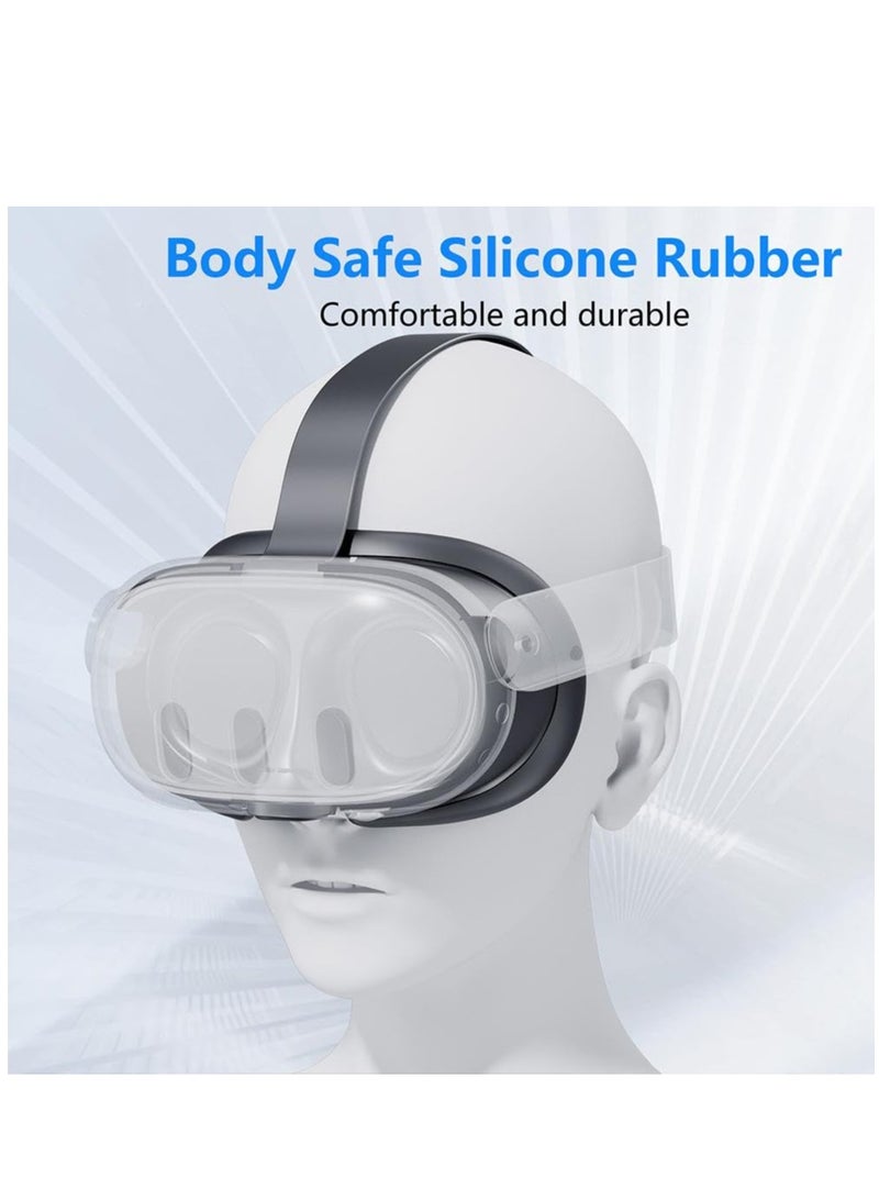 Silicone Face Cover For Meta Quest3 Sweat Proof PU Foam Cushion VR Accessories Full-Wrapped Light Blocking Silicone Face Pad Cover For Quest3 (Black) - Image 5