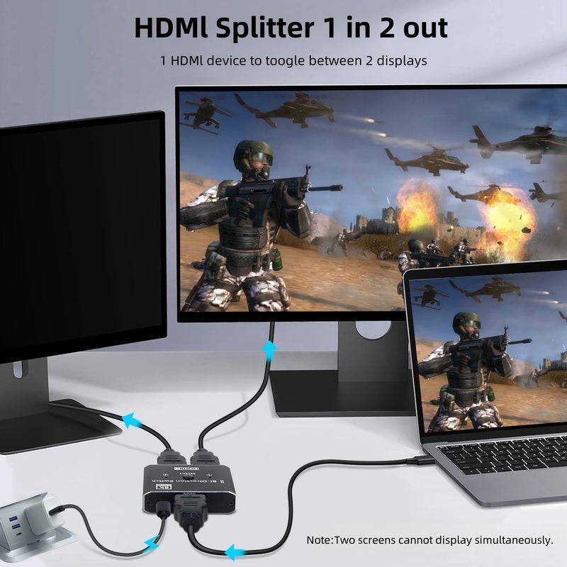 XinYaa 8K HDMI 2.1 Switch 4K@120Hz 8K@60Hz, Aluminum HDMI Switcher 2 in 1 Out, HDM I Splitter Supports HDR10+ 48 Gbps 3D Dolby VRR, HDM I Switcher Compatible with TV PS5/4 B0X Laptops PC Projector - Image 4
