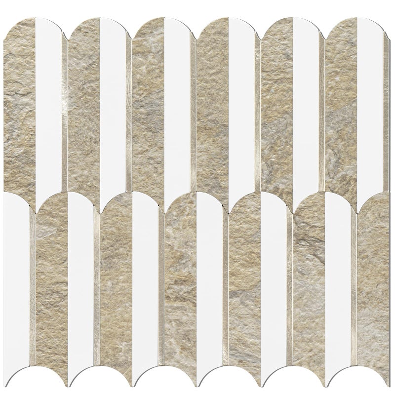 Vamos Tile Peel and Stick Backsplash Seamless Tile,10 Sheets Stick on Backsplash for Kitchen& Bathroom,Honey Travertine+Matt Pure White Marble Look+Light Gold Metal Self Adhesive Backsplash Tile - Image 1