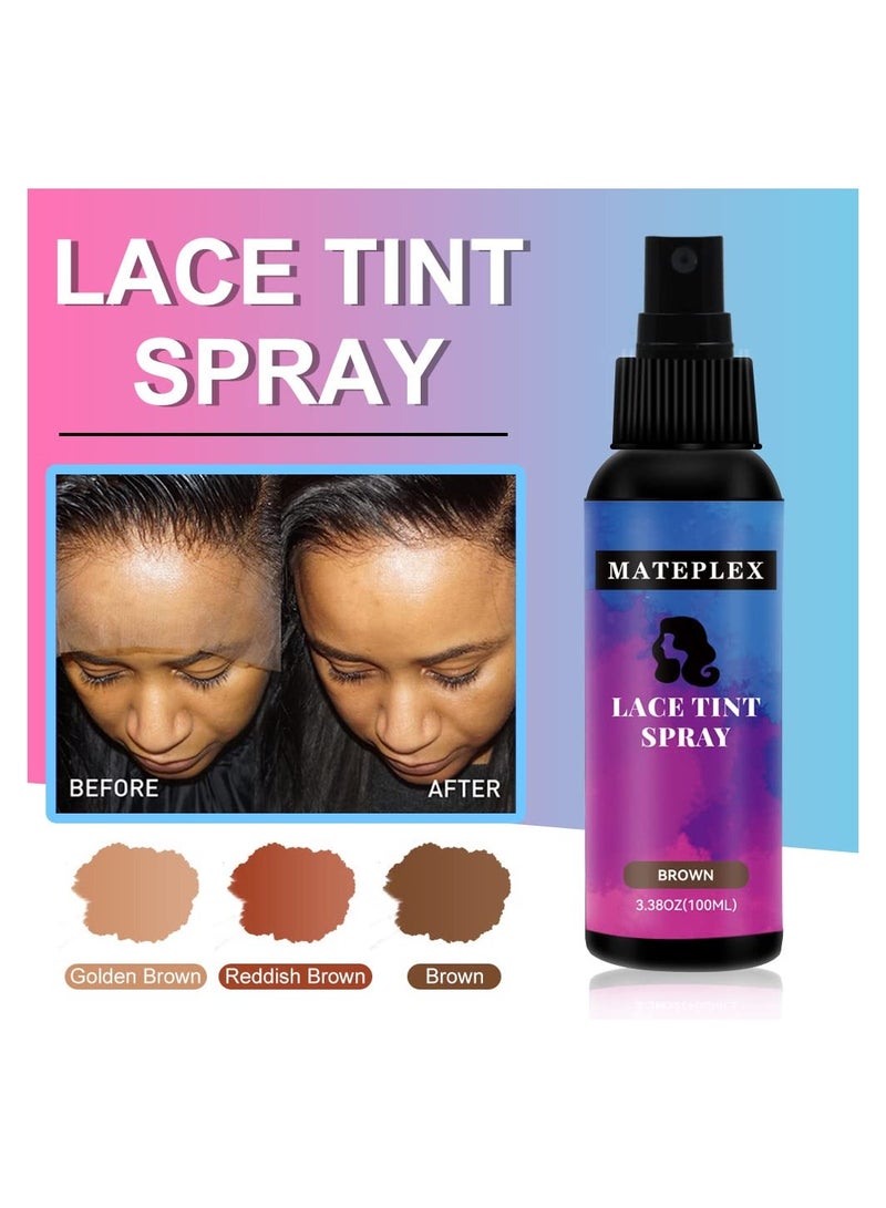 KASTWAVE Lace Tint Spray For Wigs Natural Brown Root Touch Up Hair Spray Long Lasting Fast Drying Lace Melt Spray Concealer For Hair Wigs Finishing Edge Control For Women Toupees Hairpieces (Brown - 100Ml) - Image 2