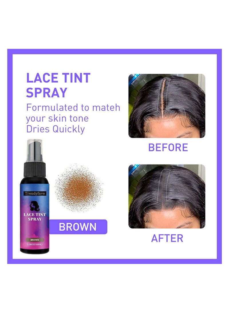 KASTWAVE Lace Tint Spray For Wigs Natural Brown Root Touch Up Hair Spray Long Lasting Fast Drying Lace Melt Spray Concealer For Hair Wigs Finishing Edge Control For Women Toupees Hairpieces (Brown - 100Ml) - Image 5