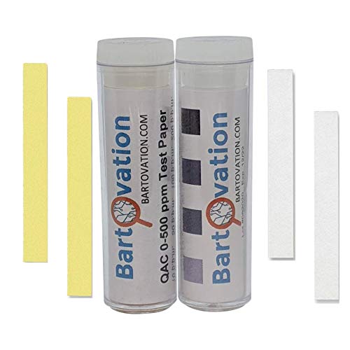 Bartovation Restaurant Sanitizer Test Kit for QAC Quaternary Ammonium 0-500 ppm Quat & Chlorine 10-200 ppm Chemical Test Paper for Food Service [2 Vials of 100 Paper Strips] - Image 3