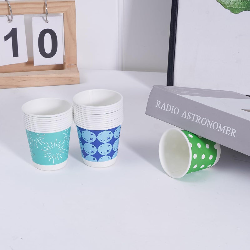 Tamone 600 Pack 3 oz Bathroom Cups, Small Paper Cups, Mini Disposable Cups Fireworks Design, Blue, Green Mouthwash Cups for Party, Picnic, BBQ, Travel, Home and Event - Image 4