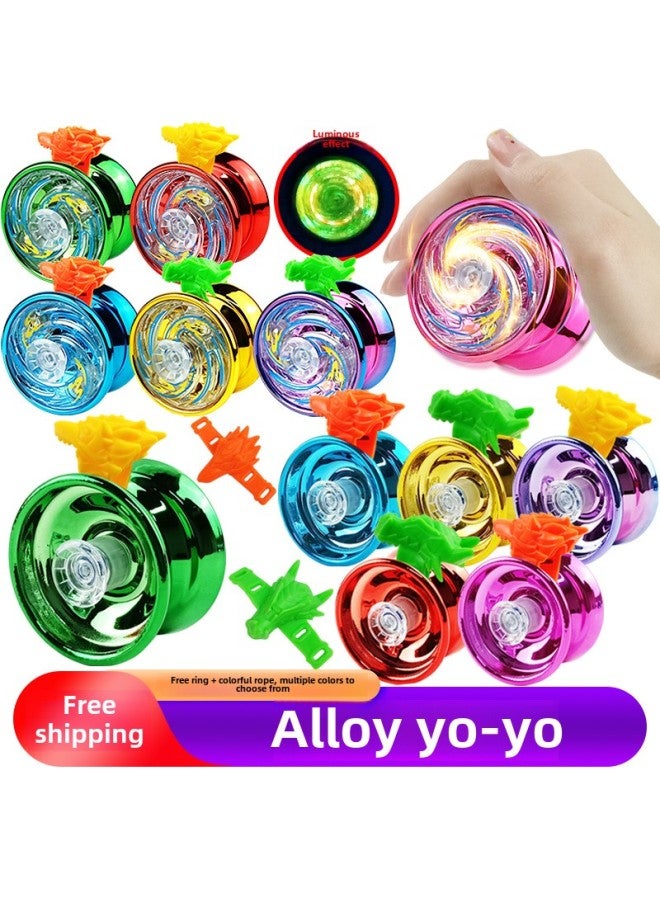 Alloy Puzzle Yo-yo Dead Sleep Entry Yoyo Ball With Spirit Beast Ring Competitive Yo-yo-Color: Alloy Yo-yo-english Window Box (lighting Style + Beast Head Ring + Color Rope) 87g - Image 2