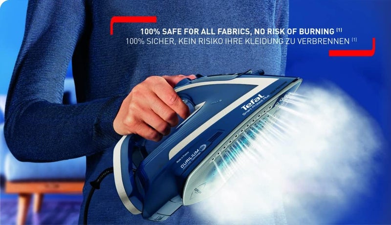 تيفال مكواة بخار TEFAL | Smart Protect+ | قوة 2800 واط | سعة خزان الماء 270 مل | تقنية قاعدة السيراميك Durilium Airglide | لون أزرق وفضي | ضمان لمدة سنتين | رقم المنتج: FV6872M0 - Image 5