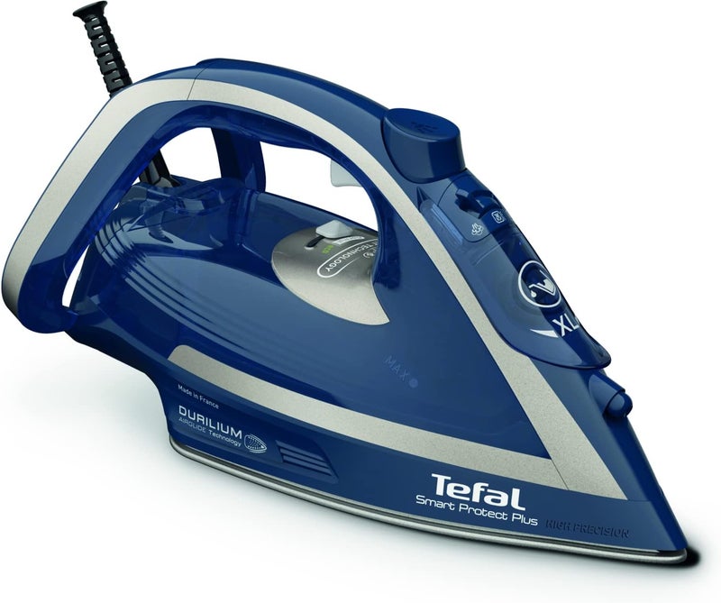 تيفال مكواة بخار TEFAL | Smart Protect+ | قوة 2800 واط | سعة خزان الماء 270 مل | تقنية قاعدة السيراميك Durilium Airglide | لون أزرق وفضي | ضمان لمدة سنتين | رقم المنتج: FV6872M0 - Image 1