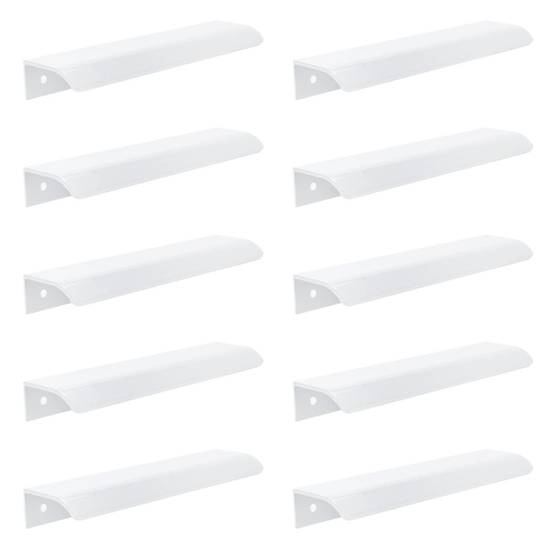 Tsnamay مجموعة تسناماي من 10 قطع، مقابض سطحية بيضاء مقوسة بطول 5.9 بوصة، مقابض حواف بيضاء لأدراج الأثاث، مقابض مخفية للخزائن، قطر الفتحة 5.04 بوصة / 128 مم - Image 1