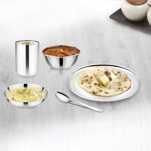 Parage 3 Pieces Stainless Steel Plate Set | 9-Inch Heavy-Gauge, Food-Grade, Rust-Proof Round Plates for Snacks, Dessert, Breakfast & Chapati | Durable and Easy to Clean - Image 5