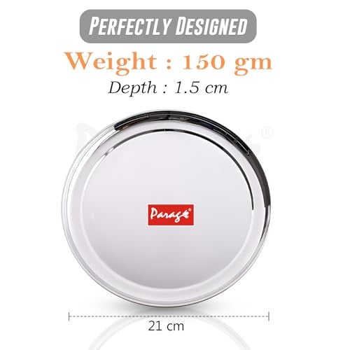 Parage 3 Pieces Stainless Steel Plate Set | 9-Inch Heavy-Gauge, Food-Grade, Rust-Proof Round Plates for Snacks, Dessert, Breakfast & Chapati | Durable and Easy to Clean - Image 2