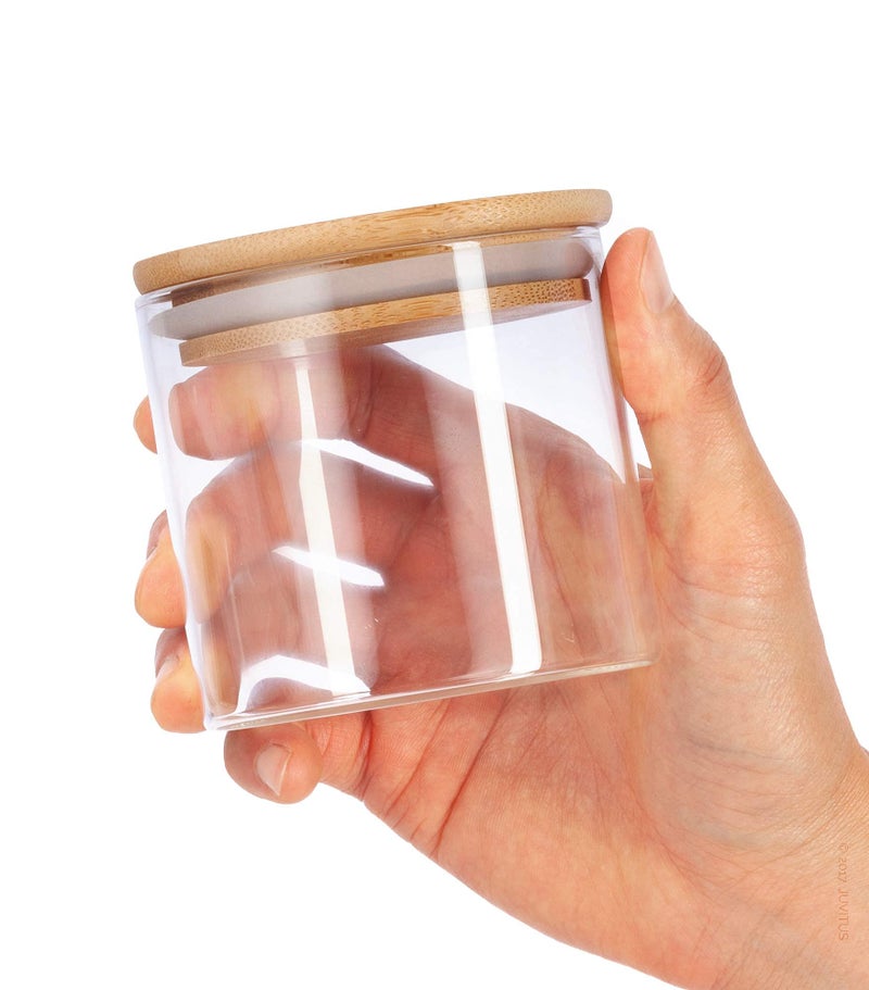 JUVITUS 10 oz Clear Glass Jar with Bamboo Silicone Sealed Lid (4 Pack) - Image 3