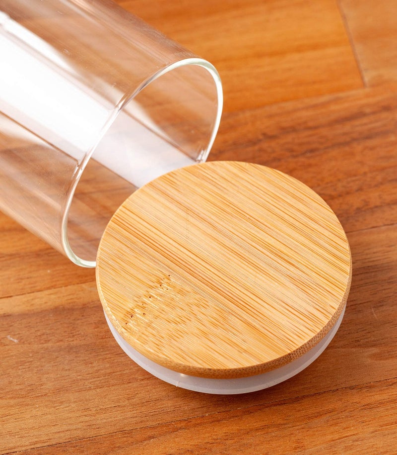 JUVITUS 10 oz Clear Glass Jar with Bamboo Silicone Sealed Lid (4 Pack) - Image 4