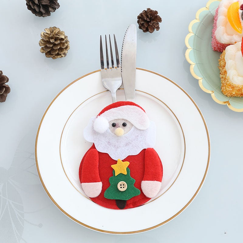 6pcs/set Christmas Party Decorations for Home Dinner Table Cute Cutlery Suit Kitchen Tableware Bag Holder for Folks and Cutters - Image 2