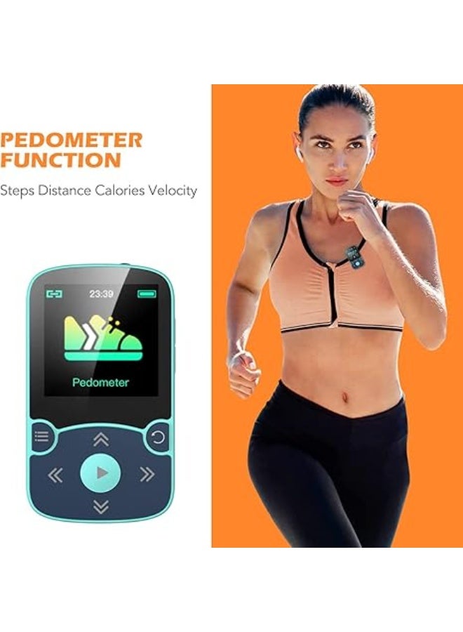 AGPTEK MP3 Player Bluetooth 5.0 Sport 32 GB with 1.5 Inch TFT Colour Screen, Mini Music Player with Clip, Supports up to 128 GB TF Card, with Independent Volume Button, Blue - Image 5