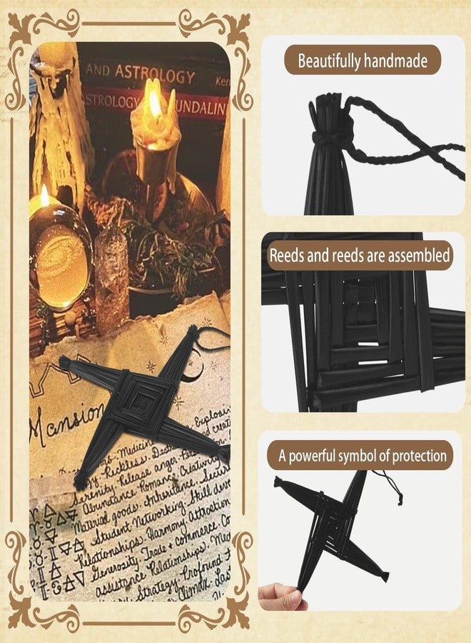 wellhouse Authentic St. Brigid's Cross Wall Hanging - Handwoven Straw Irish Celtic Cross Decor - Traditional St. Brigid's Day & St. Patrick's Day Gift(Black) - Image 4