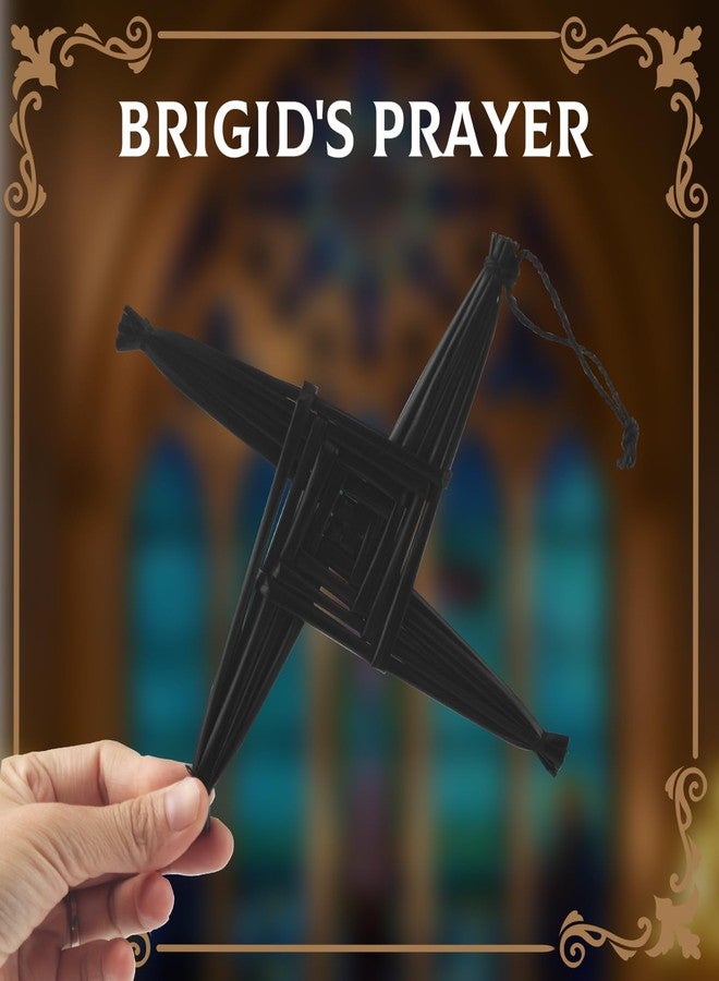 wellhouse Authentic St. Brigid's Cross Wall Hanging - Handwoven Straw Irish Celtic Cross Decor - Traditional St. Brigid's Day & St. Patrick's Day Gift(Black) - Image 3