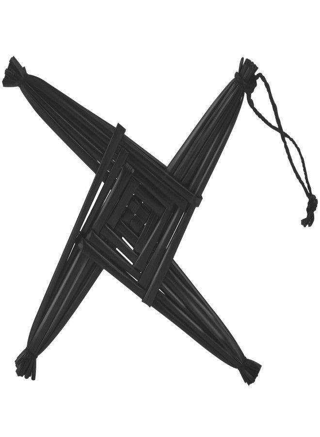 wellhouse Authentic St. Brigid's Cross Wall Hanging - Handwoven Straw Irish Celtic Cross Decor - Traditional St. Brigid's Day & St. Patrick's Day Gift(Black) - Image 1