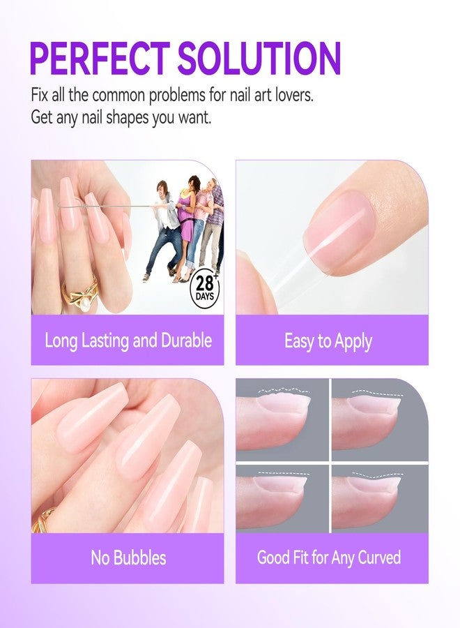 Gelike EC Peachy Jelly Nail Glue Gel - 6 in 1 Extra Strong Nail Glue for Clear Acrylic Nails,Long Lasting Extension Gel Adhesive UV Nude Pink Nail Glue for Clear Press On Nail Tips,UV Cure Required - Image 3
