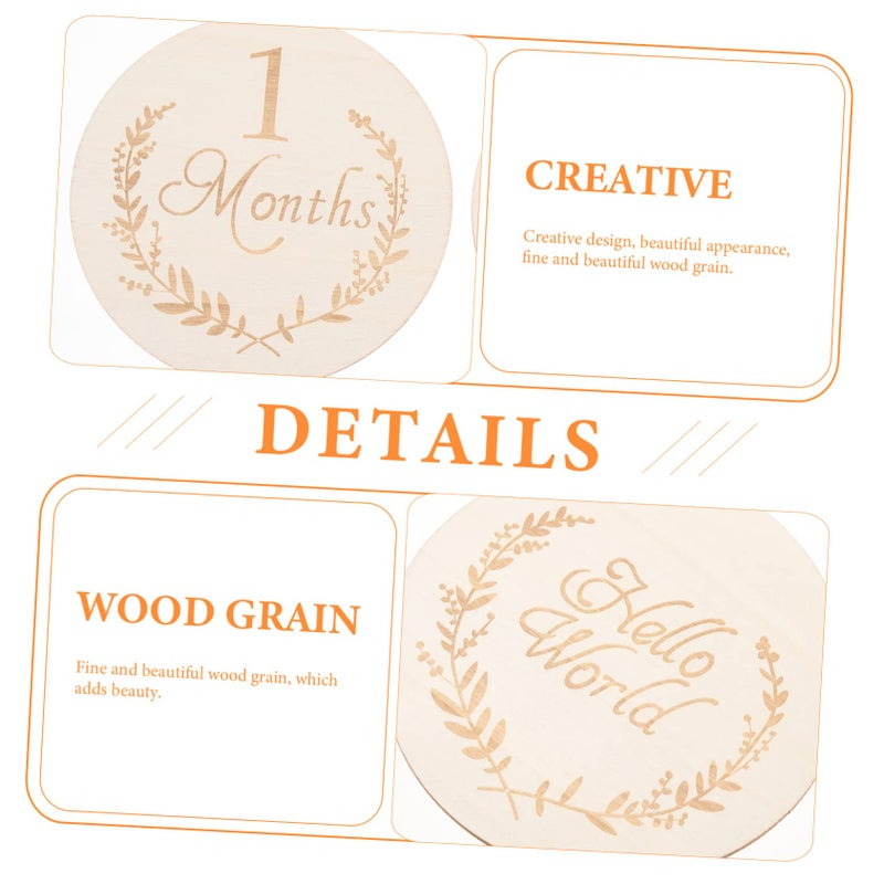 Wooden Milestone Cards For Newborn Photography Monthly Trackers Reusable Photo Props Beige 0 25X10X10CM - Image 4