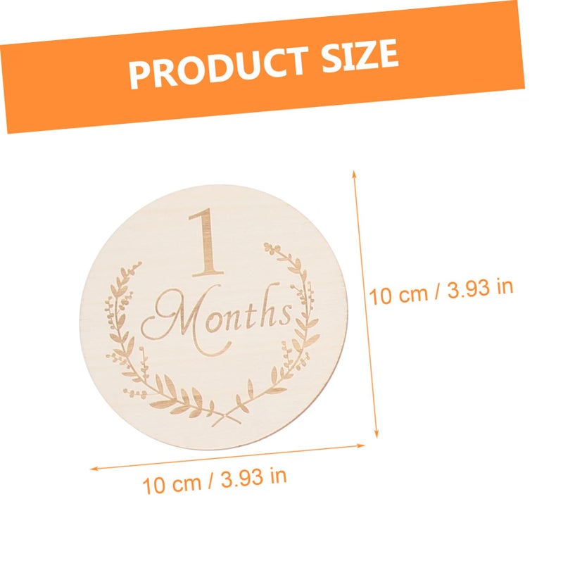 Wooden Milestone Cards For Newborn Photography Monthly Trackers Reusable Photo Props Beige 0 25X10X10CM - Image 3