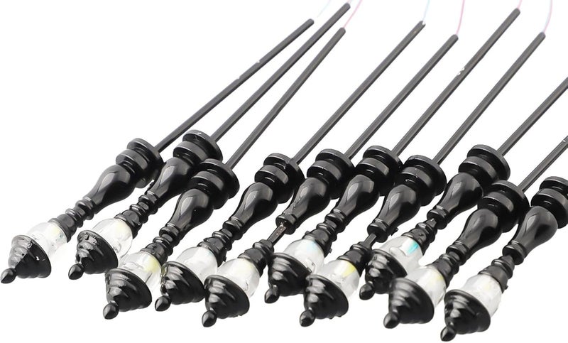 10 Pack N Scale Model Railroad LED Street Light Lamps Posts, 8.5cm Warms White Lights With Resistors For 3V To 18V Train Layout Scenery Building Decor - Image 4