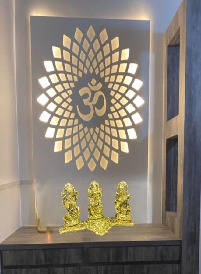 BEXCO تمثال معدني من بيكسكو، يضم تمثال لاكشمي غانيش وساراسواتي، ومصباح زيتي (ديا) - 8 × 4 × 4 بوصة - قطعة فنية رائعة - مصباح ديا تقليدي لطقوس ديوالي - هدايا وديكورات منزلية لعيد ديوالي - Image 3