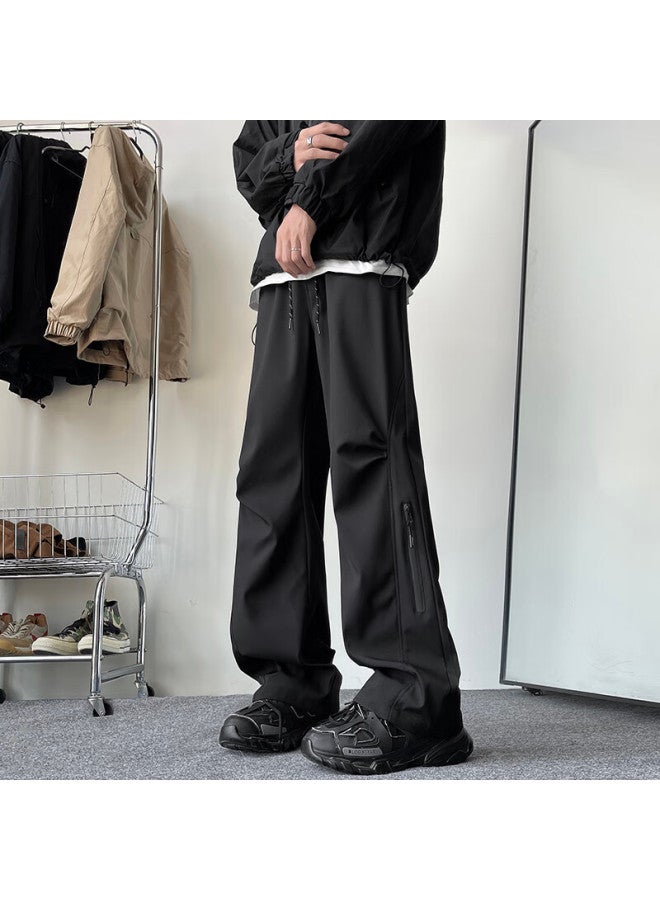 Izexx Mountain Series Water-repellent Casual Pants For Men, Autumn Straight-leg Wide-leg Outdoor Paratrooper Cargo Trousers Iz37 Black 2XL - Image 5